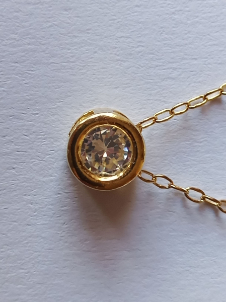 gold plated silver chain with white zirconia pendant-anchor chain 45 cm--